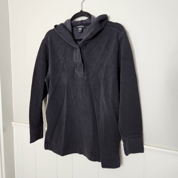 ATHLETA Coaster Luxe Waffle Hoodie Oversized Cozy Tunic Black - Picture 2 of 8